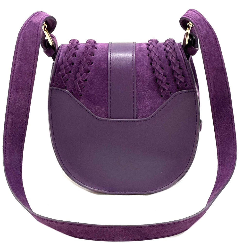 Lauren Italian Suede & Leather Cross - Body Bag | Handmade Florentine Saddle Bag - Leather Italiano