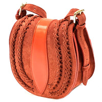 Lauren Italian Suede & Leather Cross - Body Bag | Handmade Florentine Saddle Bag - Leather Italiano