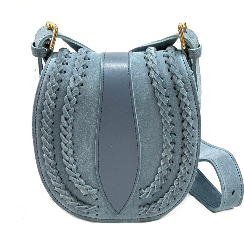 Lauren Italian Suede & Leather Cross - Body Bag | Handmade Florentine Saddle Bag - Leather Italiano