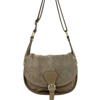 Lauren Italian Suede Saddle Shoulder Bag - Leather Italiano