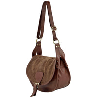 Lauren Italian Suede Saddle Shoulder Bag - Leather Italiano
