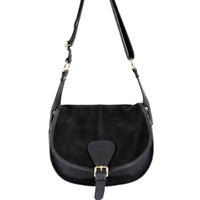 Lauren Italian Suede Saddle Shoulder Bag - Leather Italiano