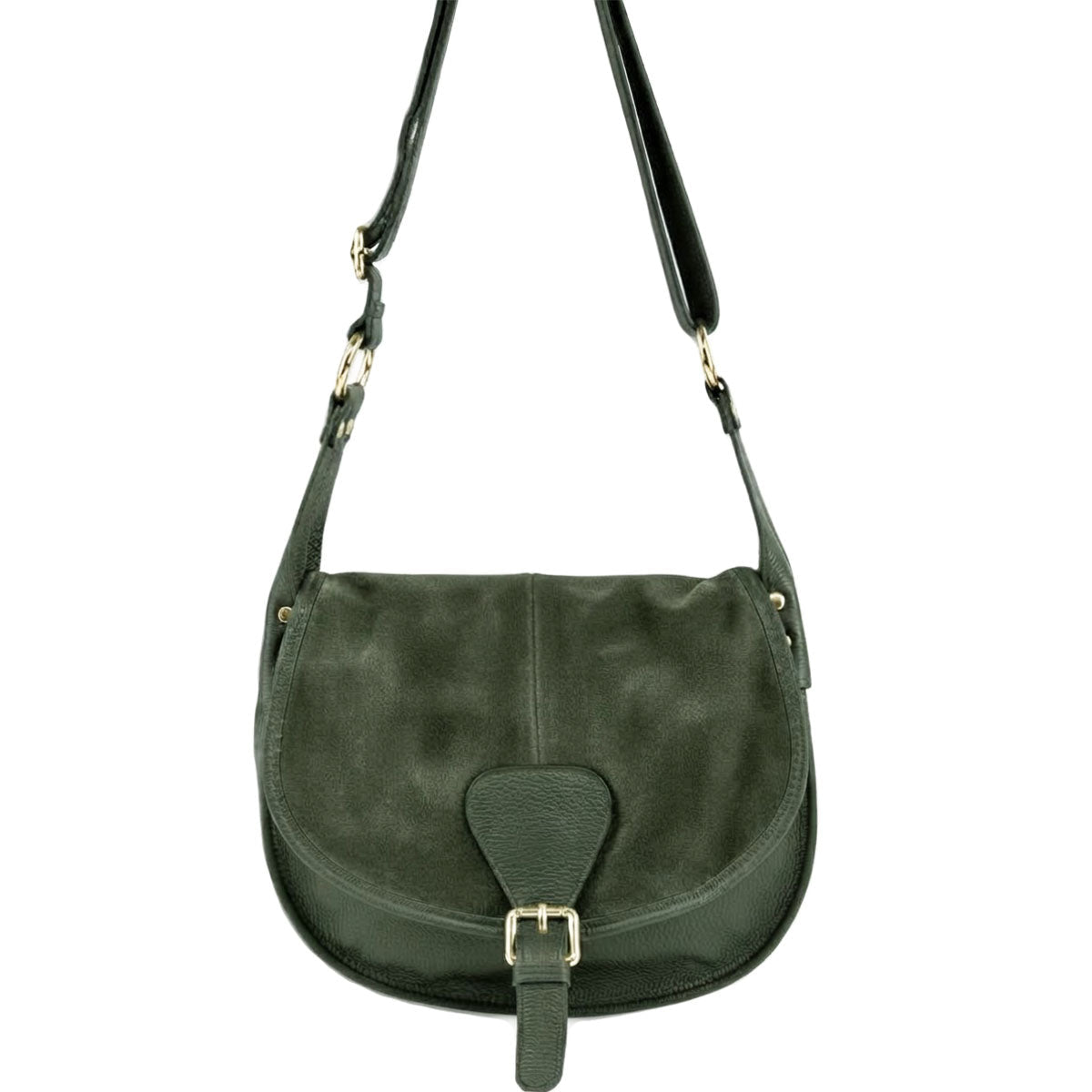 Lauren Italian Suede Saddle Shoulder Bag - Leather Italiano