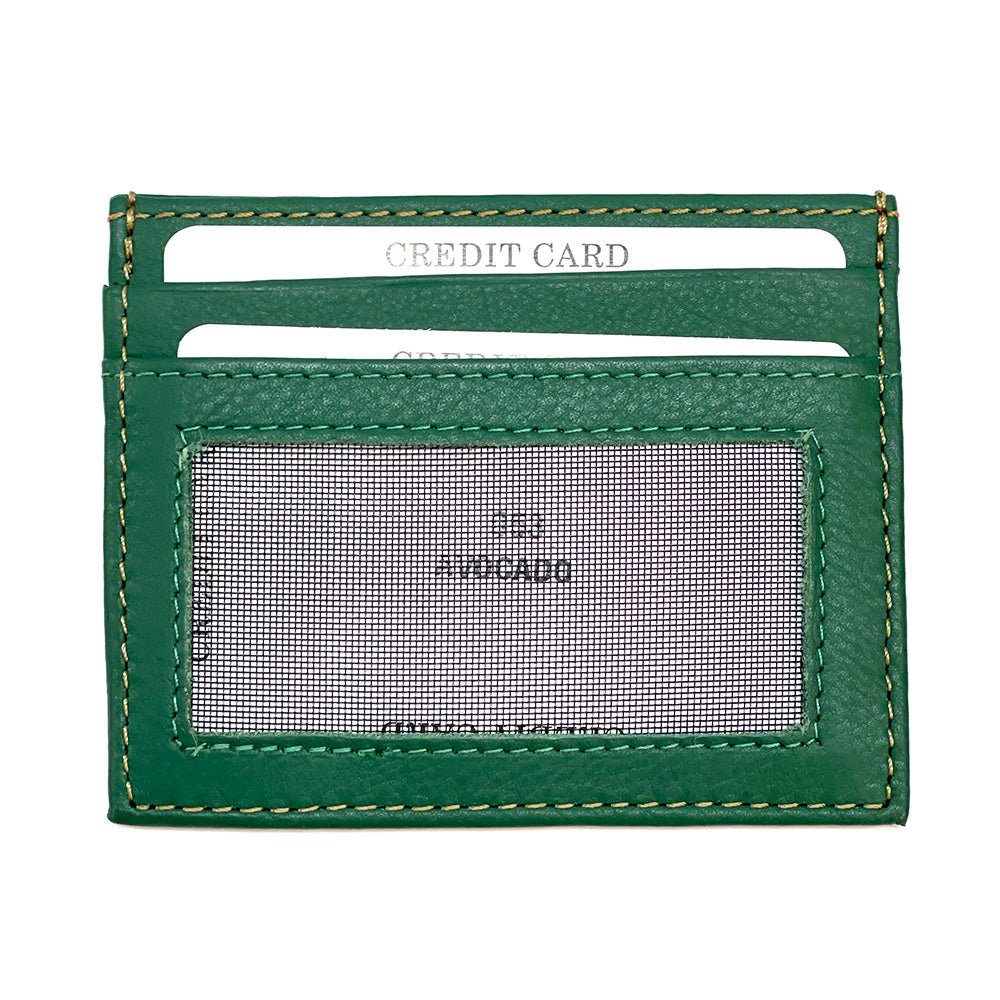 Leather Credit Card Holder w/ Window - Slim Italian - Leather Italiano