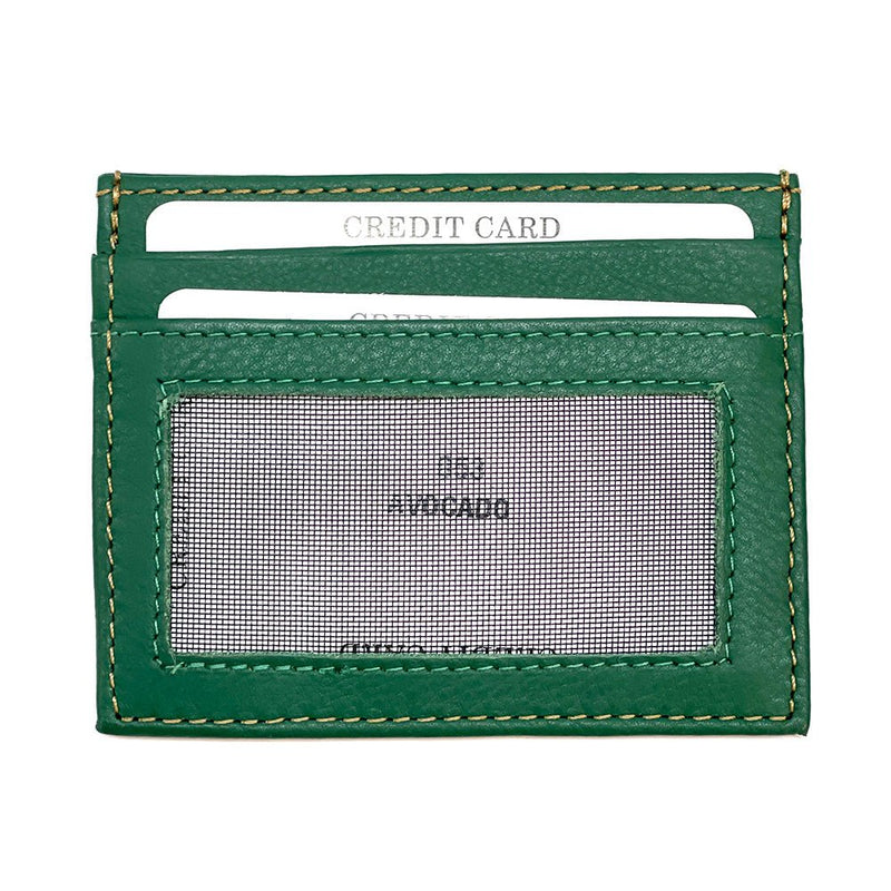 Leather Credit Card Holder w/ Window - Slim Italian - Leather Italiano