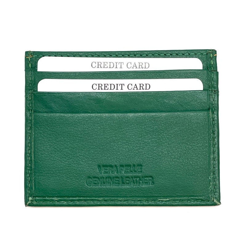 Leather Credit Card Holder w/ Window - Slim Italian - Leather Italiano