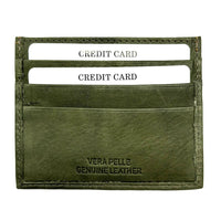 Leather Credit Card Holder w/ Window - Slim Italian - Leather Italiano
