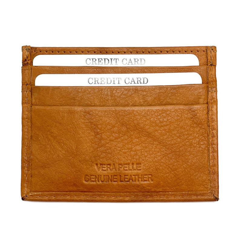 Leather Credit Card Holder w/ Window - Slim Italian - Leather Italiano