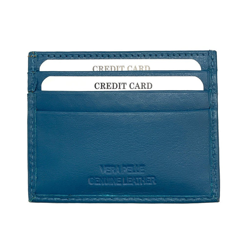 Leather Credit Card Holder w/ Window - Slim Italian - Leather Italiano