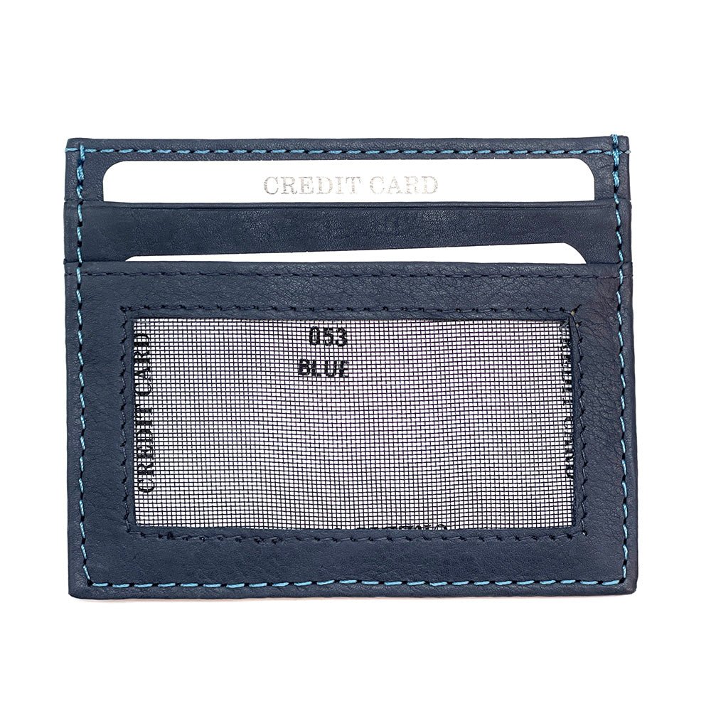 Leather Credit Card Holder w/ Window - Slim Italian - Leather Italiano