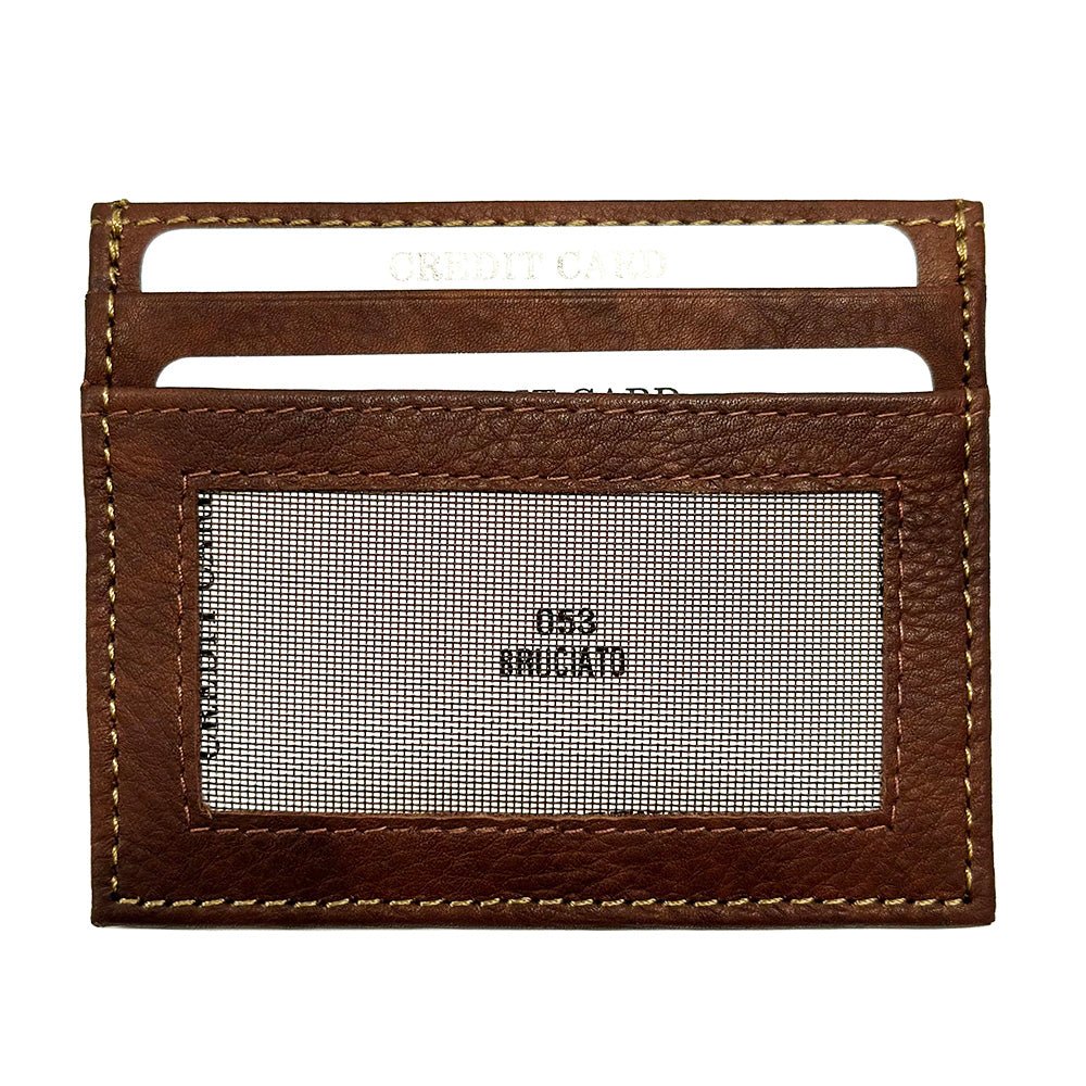 Leather Credit Card Holder w/ Window - Slim Italian - Leather Italiano