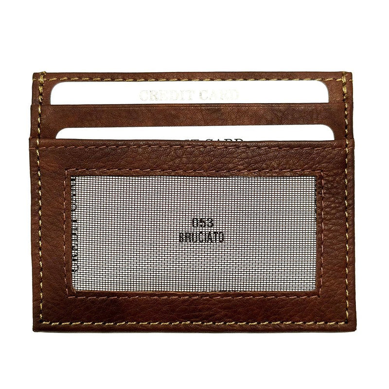Leather Credit Card Holder w/ Window - Slim Italian - Leather Italiano