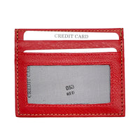 Leather Credit Card Holder w/ Window - Slim Italian - Leather Italiano