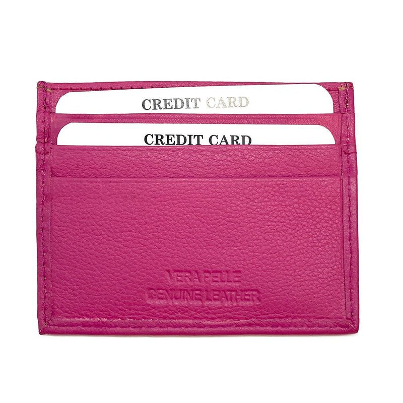 Leather Credit Card Holder w/ Window - Slim Italian - Leather Italiano