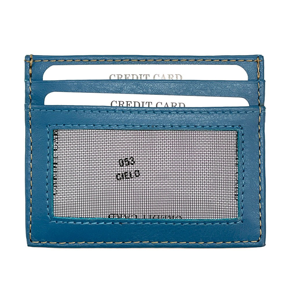 Leather Credit Card Holder w/ Window - Slim Italian - Leather Italiano