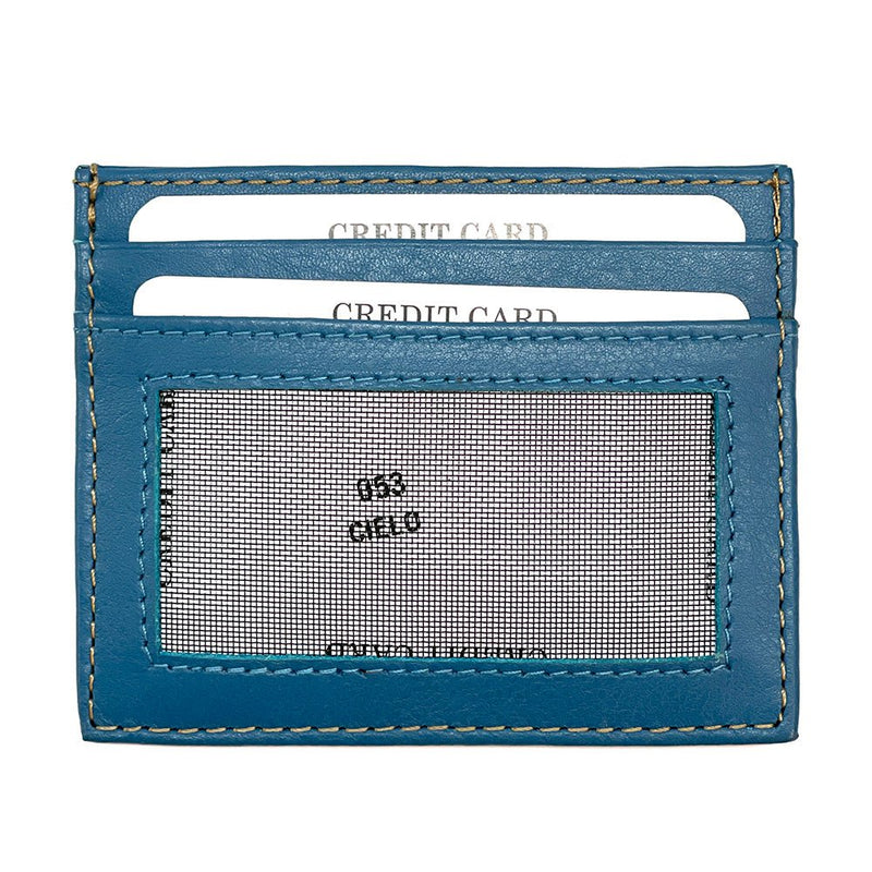 Leather Credit Card Holder w/ Window - Slim Italian - Leather Italiano
