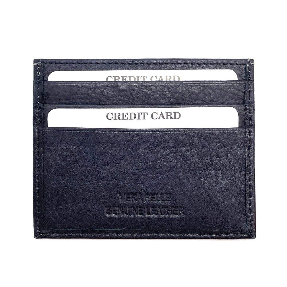 Leather Credit Card Holder w/ Window - Slim Italian - Leather Italiano