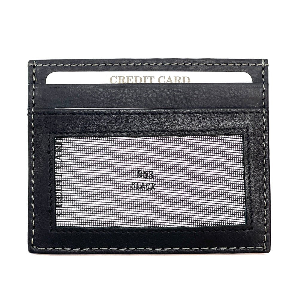 Leather Credit Card Holder w/ Window - Slim Italian - Leather Italiano