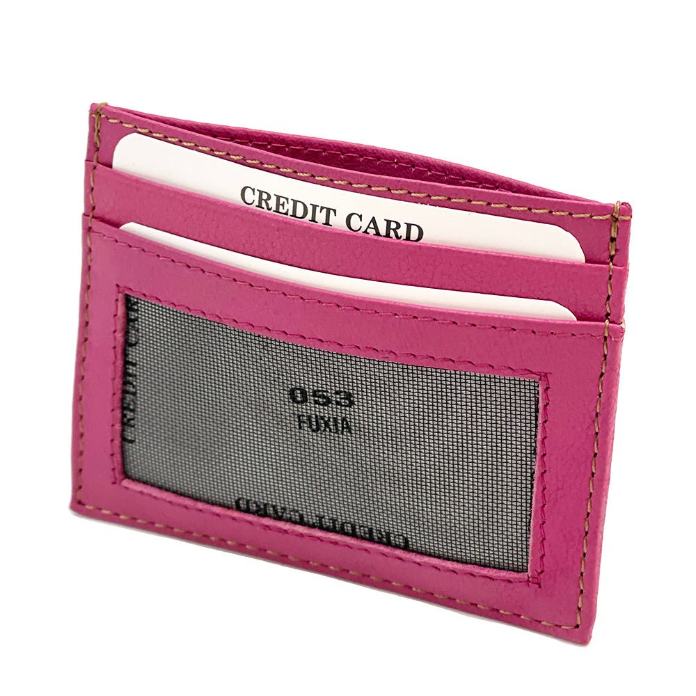 Leather Credit Card Holder w/ Window - Slim Italian - Leather Italiano
