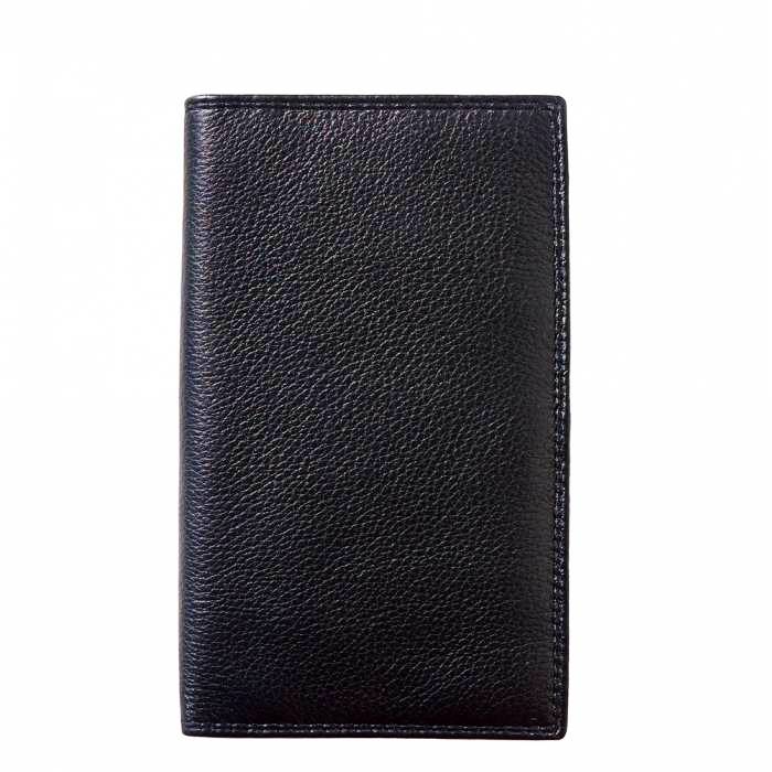 Lecce Black Men's Long Leather Wallet - Front View