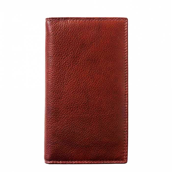 Lecce Dark Brown Men's Long Leather Wallet - Front View
