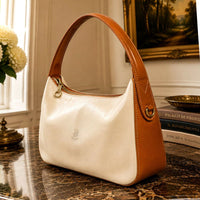 Leonia Hand-Dyed Italian Leather Crescent Hobo Bag - Leather Italiano