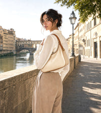 Leonia Hand-Dyed Italian Leather Crescent Hobo Bag - Leather Italiano