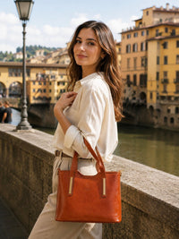 Liviana Large Italian Leather Structured Tote Bag - Leather Italiano