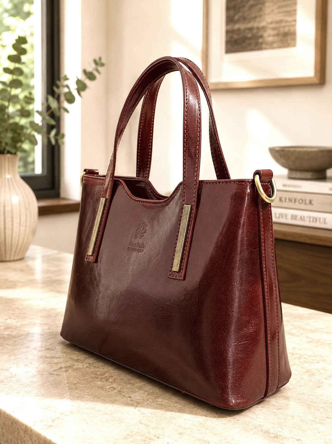 Liviana Large Italian Leather Structured Tote Bag - Leather Italiano