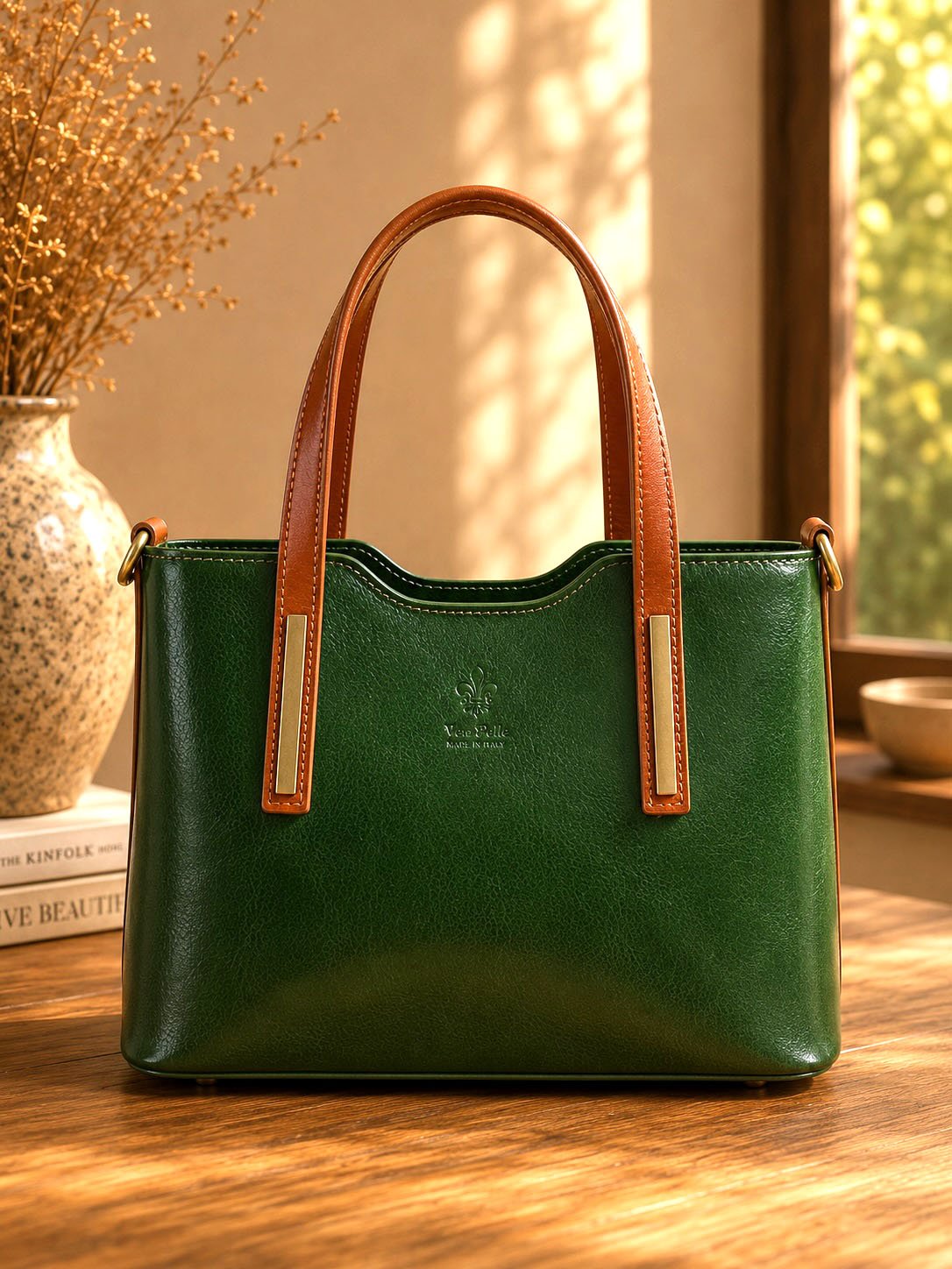 Liviana Large Italian Leather Structured Tote Bag - Leather Italiano