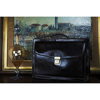 Luxurious expresso brown leather briefcase