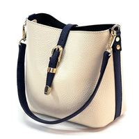 Mafalda Italian Full - Grain Leather Shoulder Bag – Classic Bucket Design & Gold Hardware - Leather Italiano