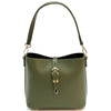 Mafalda Italian Full - Grain Leather Shoulder Bag – Classic Bucket Design & Gold Hardware - Leather Italiano