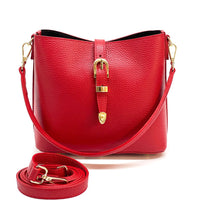 Mafalda Italian Full - Grain Leather Shoulder Bag – Classic Bucket Design & Gold Hardware - Leather Italiano