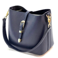 Mafalda Italian Full - Grain Leather Shoulder Bag – Classic Bucket Design & Gold Hardware - Leather Italiano