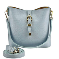 Mafalda Italian Full - Grain Leather Shoulder Bag – Classic Bucket Design & Gold Hardware - Leather Italiano