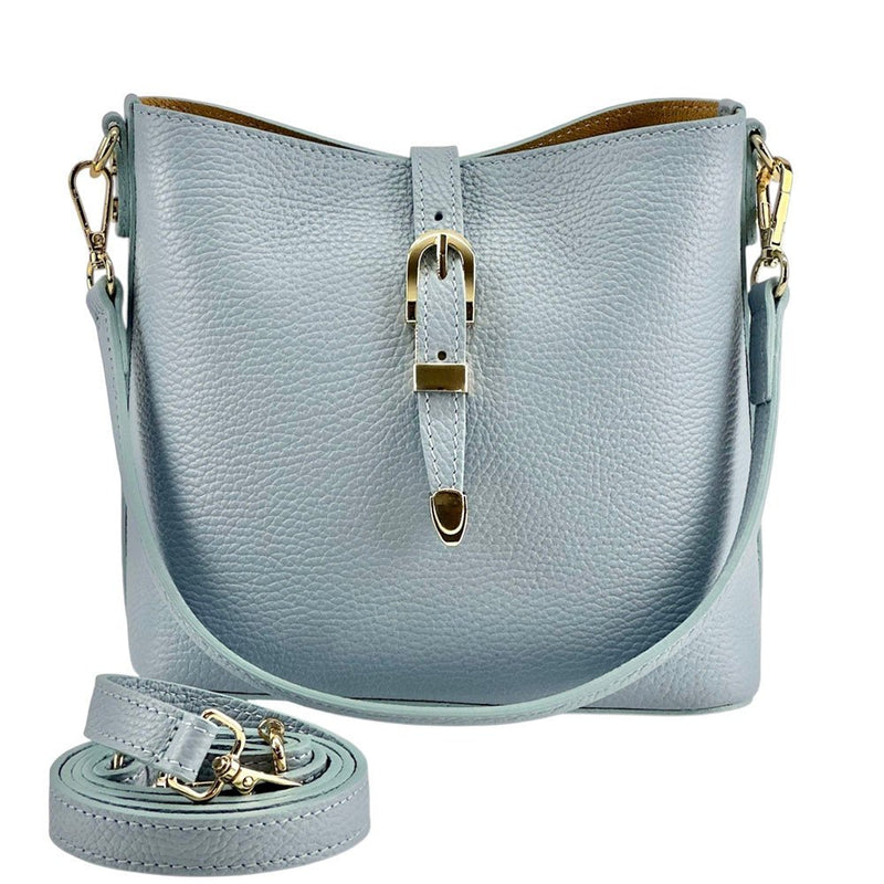 Mafalda Italian Full - Grain Leather Shoulder Bag – Classic Bucket Design & Gold Hardware - Leather Italiano