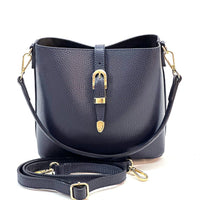 Mafalda Italian Full - Grain Leather Shoulder Bag – Classic Bucket Design & Gold Hardware - Leather Italiano