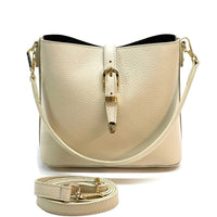 Mafalda Italian Full - Grain Leather Shoulder Bag – Classic Bucket Design & Gold Hardware - Leather Italiano