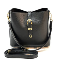 Mafalda Italian Full - Grain Leather Shoulder Bag – Classic Bucket Design & Gold Hardware - Leather Italiano