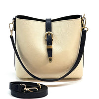 Mafalda Italian Full - Grain Leather Shoulder Bag – Classic Bucket Design & Gold Hardware - Leather Italiano