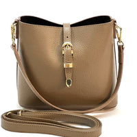 Mafalda Italian Full - Grain Leather Shoulder Bag – Classic Bucket Design & Gold Hardware - Leather Italiano
