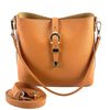 Mafalda Italian Full - Grain Leather Shoulder Bag – Classic Bucket Design & Gold Hardware - Leather Italiano
