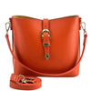 Mafalda Italian Full - Grain Leather Shoulder Bag – Classic Bucket Design & Gold Hardware - Leather Italiano