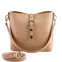 Mafalda Italian Full - Grain Leather Shoulder Bag – Classic Bucket Design & Gold Hardware - Leather Italiano