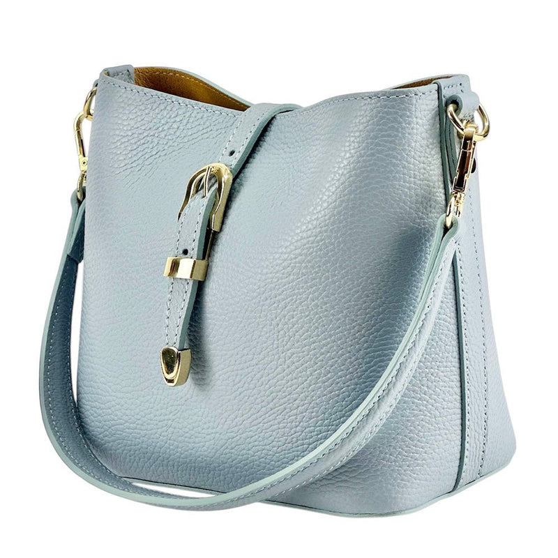 Mafalda Italian Full - Grain Leather Shoulder Bag – Classic Bucket Design & Gold Hardware - Leather Italiano