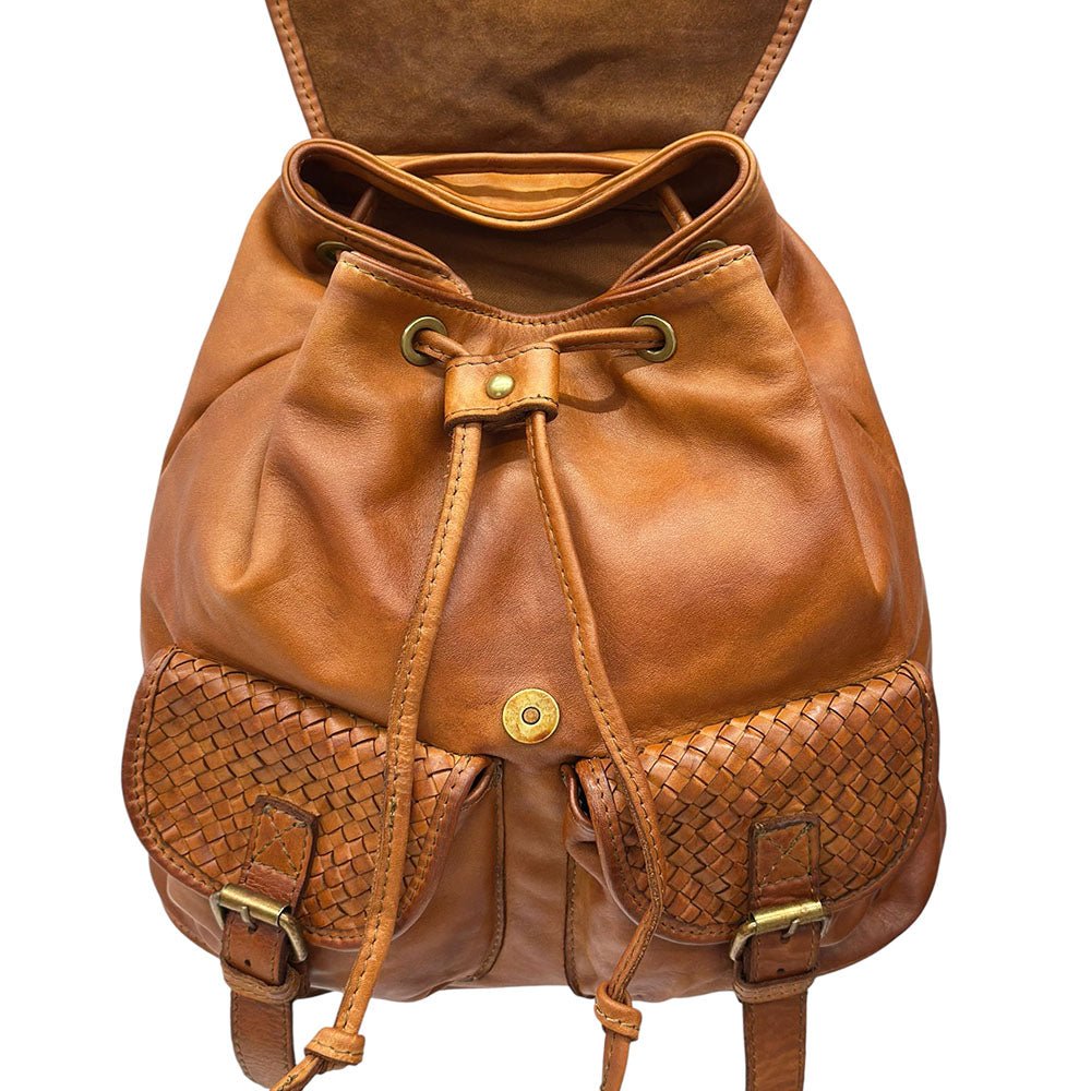 cow leather backpack Marinella Washed Leather Backpack