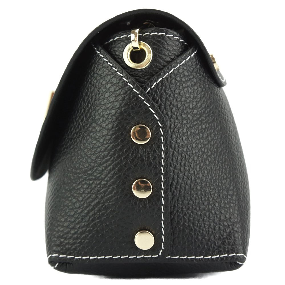 Martina GM: Plain Black Leather Clutch Bag - Leather Italiano