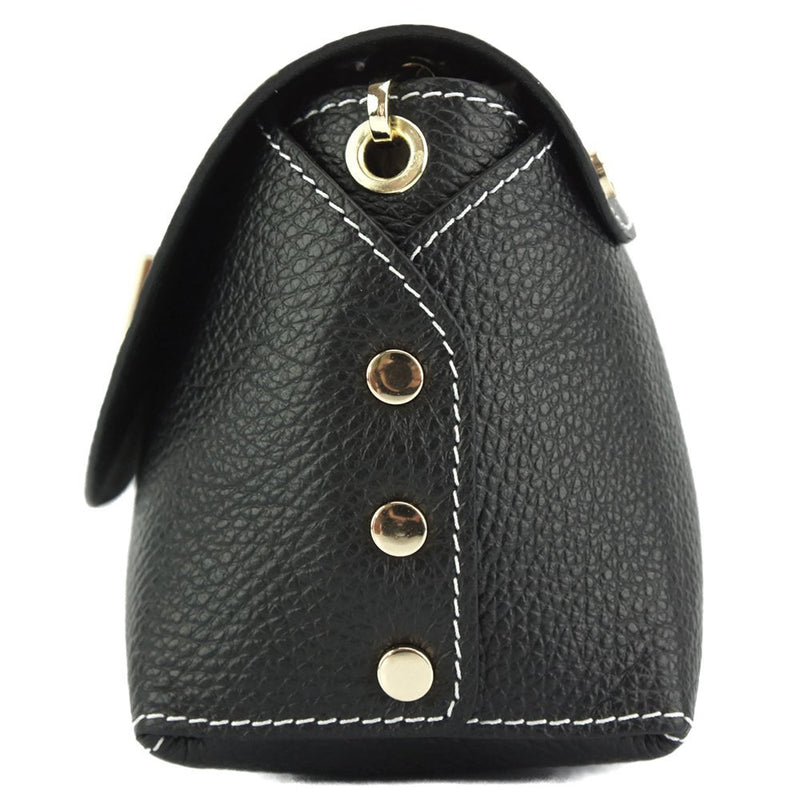 Martina GM: Plain Black Leather Clutch Bag - Leather Italiano