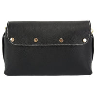 Martina GM: Plain Black Leather Clutch Bag - Leather Italiano